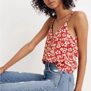 Madewell Red and White Floral Camisole